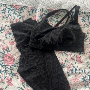 Lulu lemon Black Leopard Set bra and leggings